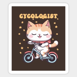 Cycologist Cat Riding Bike - Funny and Cute Biking Enthusiast Magnet